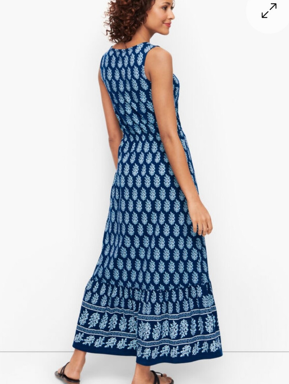 TALBOTS Jersey Sleeveless Maxi Dress - Allover Tree Block Print Size Large - Picture 2 of 9